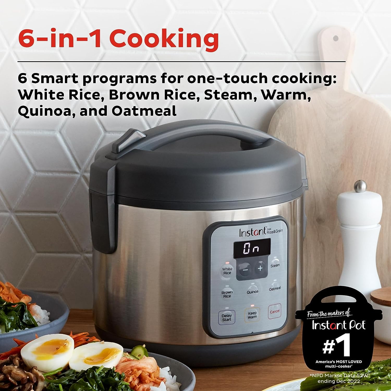 Zest 8 Cup One Touch Rice Cooker, Steamer, Cooks Rice Grains Quinoa Oatmeal No Pressure Cooking
