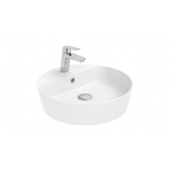 Ws Bath Collections Lago 146 Lago 17-11/16" Circular Ceramic Vessel Bathroom Sink - White