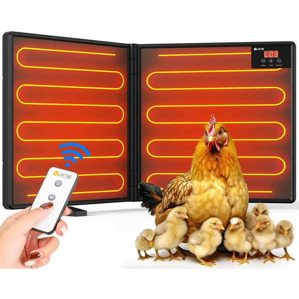 Remote Control Chicken Coop Heater 180W Foldable Radiant Heaters for Winter, Large Panel