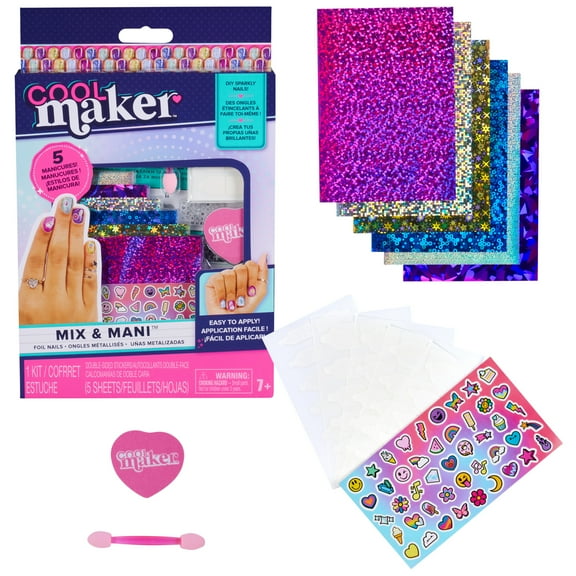 Cool Maker, GO GLAM Mix & Mani Foil Nail Art Kit for 5 Manicures (Packaging May Vary)