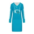 thumbnail image 4 of Sexlip Womens Long Sleeve Midi Dress V Neck Design Soft Fabric Relaxed Silhouette for Office Wear Blue M, 4 of 6