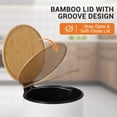 thumbnail image 3 of 30L/8 Gallon Step Trash Can with Bamboo Lid, Slim Round Stainless Steel Garbage Can, Soft Close, Removable Inner Bucket/Liner, for Kitchen Bathroom Office, White, 3 of 7