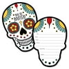 Day Of The Dead - Shaped Fill-In Invitations - Halloween Sugar Skull Party Invitation Cards with Envelopes - Set of 12