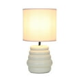 thumbnail image 3 of Simple Designs 12.68" Chic Glow Mini Stacked Ceramic Table Lamp, Monochromatic Fabric Shade, Small Aceent Light, For Bedroom, Office, Living Room, Minimalist Decor, Cream, 3 of 6
