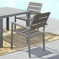 thumbnail image 1 of CorLiving Gallant Aluminum and Poly-Wood Slatted Stackable Outdoor Dining Chairs, Grey (Set of 2), 1 of 6