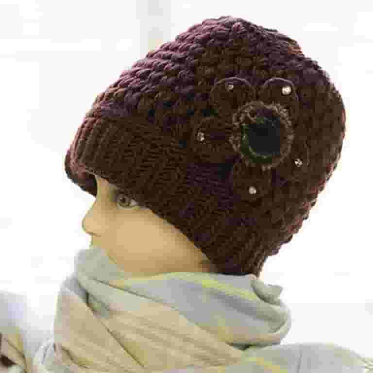 信頼への信頼 Hats Winter for Ladies Warm Hats Beanie Knitted Floral Women Clothing