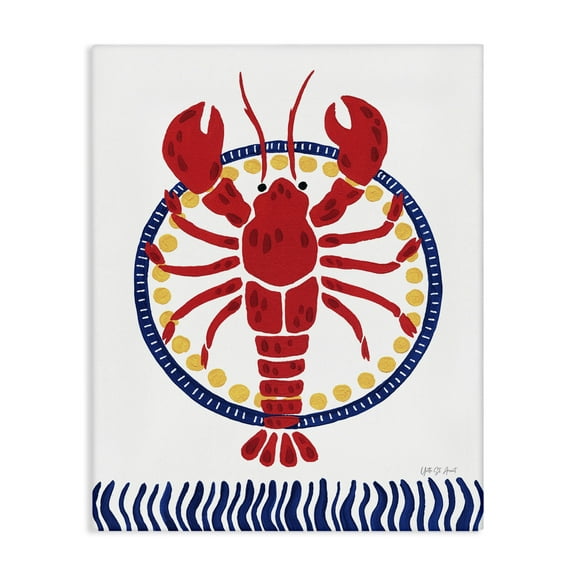 Stupell Industries Kitschy Coastal Lobster Animals Painting Wrapped Canvas Art Print Wall Art, 16 x 20
