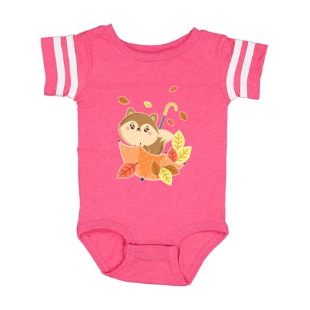 

Inktastic Cute Squirrel Playing in Umbrella with Autumn Leaves Gift Baby Boy or Baby Girl Bodysuit