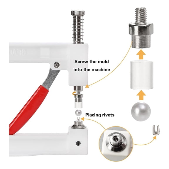 Pearl Setting Machine, Bead Rivet Fixing Machine, 5 Sizes, Hand Press Pearl Setting Tool Set for Hats, DIY Accessories