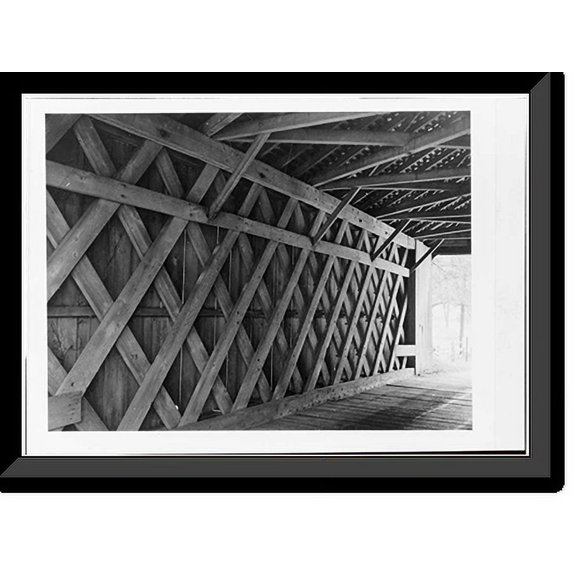 Historic Framed Print, Ashland Covered Bridge, Red Clay Creek-Barley Mill Road, Ashland, New Castle County, DE - 3, 17-7/8" x 21-7/8"