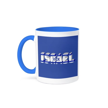 3dRose, Flag of Israel Star of David 3D Word, 11oz Two-Tone Blue Mug