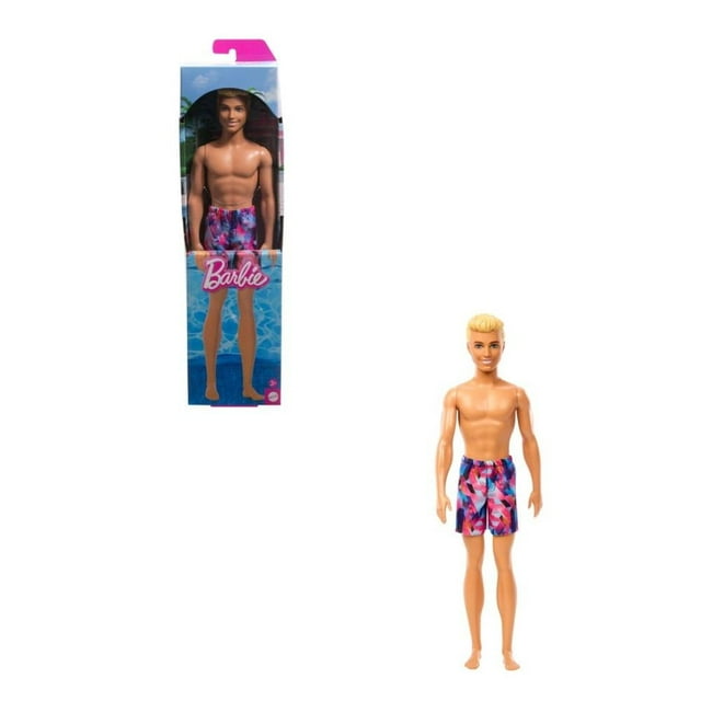 Muñeco Barbie Fashion & Beauty Ken de Playa con Traje de Baño Rosa y Azul