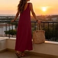 thumbnail image 3 of Dvprdro V Neck Sleeveless Ribbed Knit Soft Stretchy Loose A Line Maxi Dress for Women 2026 Summer Beach Vacation Solid, 3 of 10