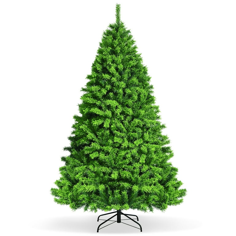 Costway Pre-Lit 7.5FT Hinged Christmas Tree Green Flocked w/ 1404