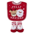 thumbnail image 3 of Baby Essentials Feliz Navidad Christmas Bib Set for Baby Boys & Girls, Holiday Bibs with Bootie Socks, Christmas Baby Gift Set (Red), 3 of 6