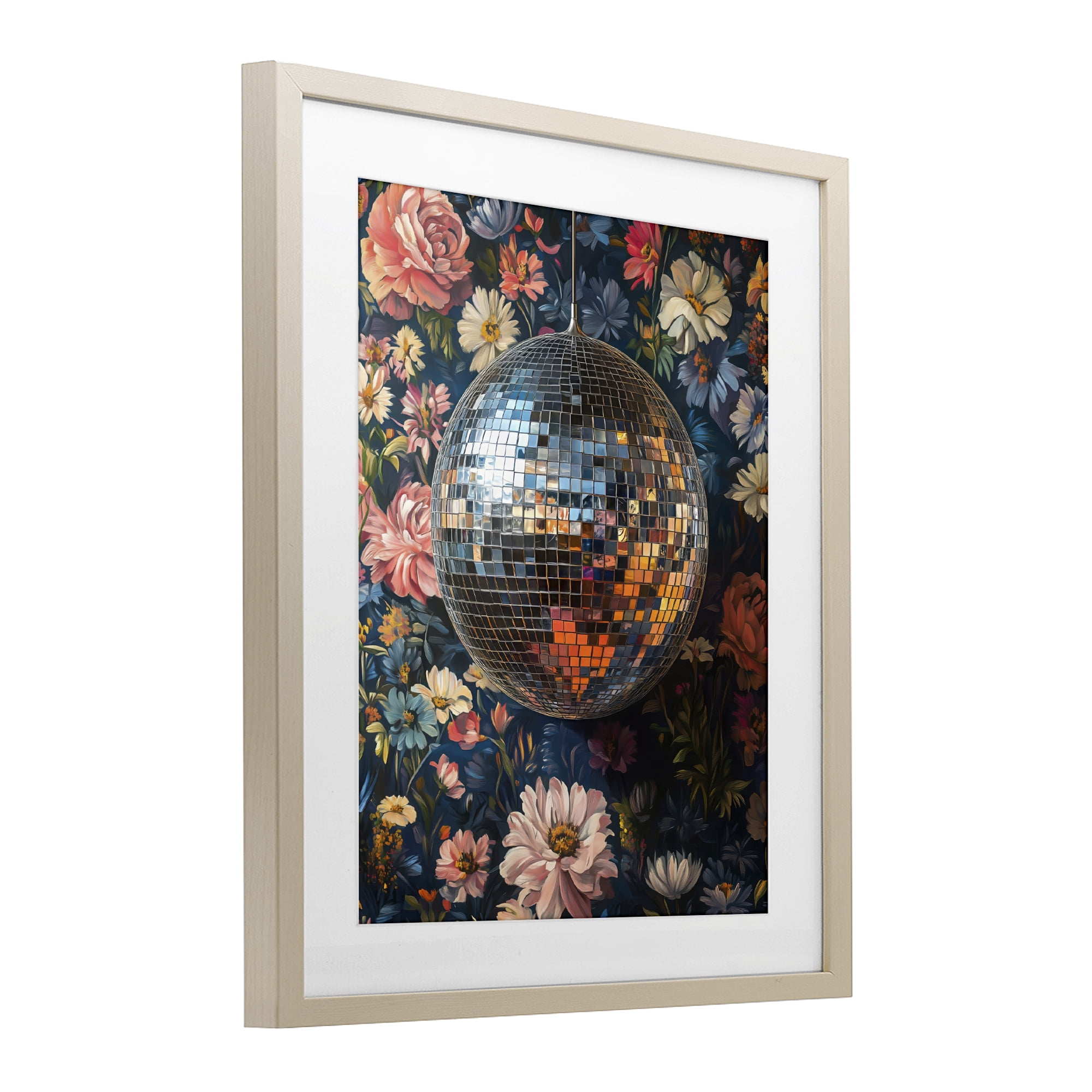 Stupell Industries Floral Disco Ball Reflection Birch Framed Print Under Glass, design by LSR Design Studio