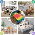 thumbnail image 5 of Colorful Rainbow Tie Dye Spiral Pattern Rectangle Tablecloth 60"x120",Waterproof Polyester Rectangle Table Cloth, Wipeable Spillproof Polyester Tablecloth for Dining, Camping, Indoor and Outdoor, 5 of 6