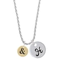 thumbnail image 1 of Delight Jewelry Goldtone Disc 1/2'' - Symbol - Ampersand - & - Silvertone Script Initial Disc - H - Charm Necklace, 20"+3", 1 of 4