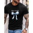 thumbnail image 3 of Men's T-Shirt Blue Bow Nothing Is Impossible Short Sleeve Casual Tee Classic Crew Neck T-Shirt for Men, Black L, 3 of 6