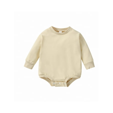 

Sunisery 3 Colors Newborn Baby Girls Boys Crewneck Sweatshirt Jumpsuits Solid Long Sleeve Autumn Rompers Outfits 0-24M
