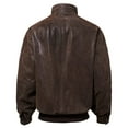 thumbnail image 2 of FLAVOR Men's Real Leather Bomber Casual Jacket (Large, Dark Brown), 2 of 6