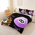 thumbnail image 3 of Castle Fairy Lucky 8 Ball Print Bedding, Leopard Pattern Duvet Cover Full, Purple Brown Black,Black Reversible,3pcs,1 Duvet Cover and 2 Pillowcases, 3 of 6