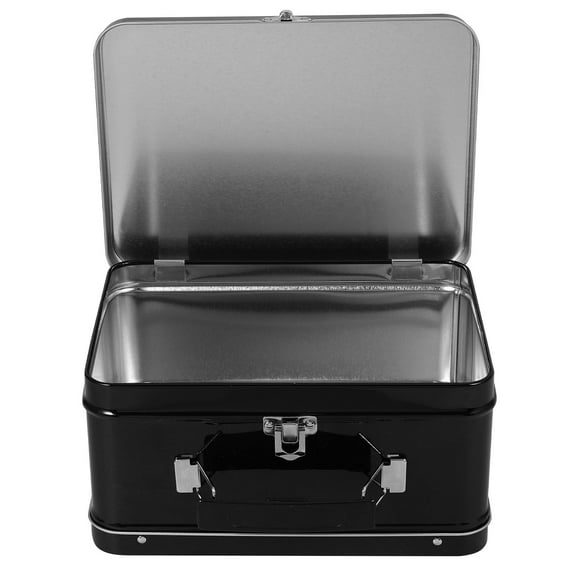 FOMIYES Tinplate Box Portable Case Multi-use Storage Box Jewelry Storage Container with Handle