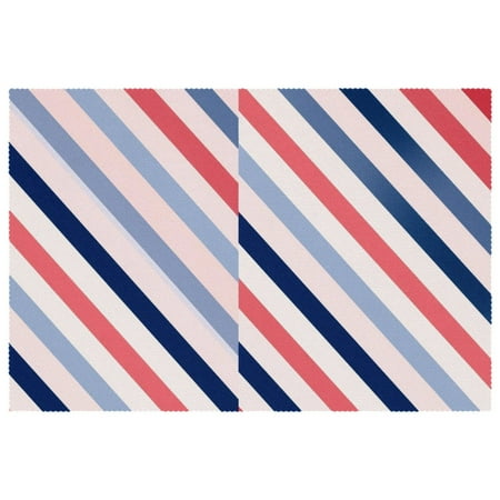 

Placemats Set of 4 Non Slip Place Mats Dining Table Mats Blue and Red Stripes