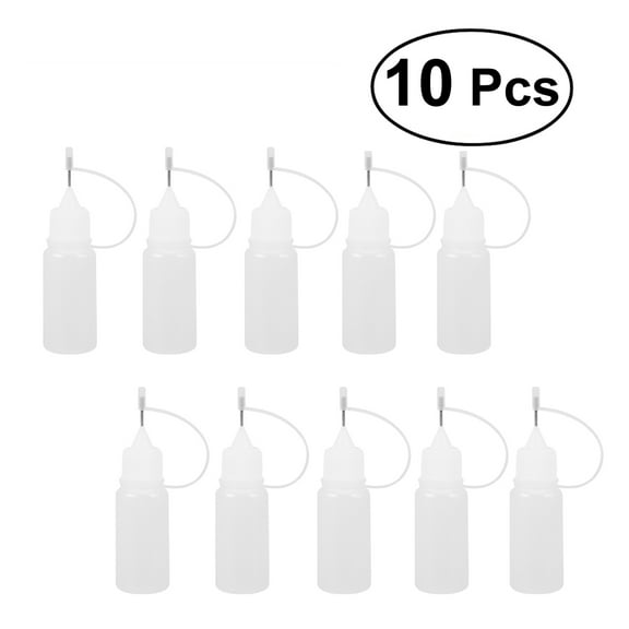 10Pcs 10ml Needle Tip Glue Bottle Applicator DIY Quilling Tool Precision Bottle (White)