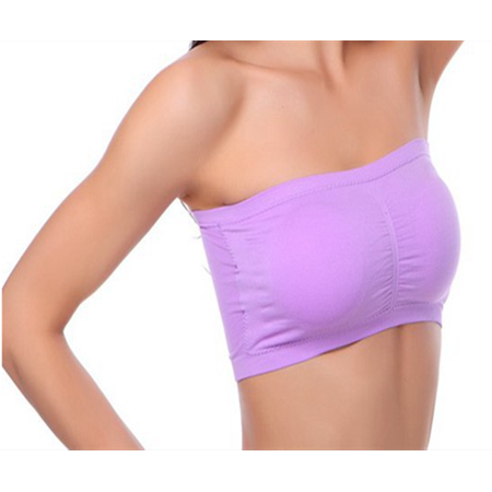 

VISgogo Women Chest Wrap Bra Solid Color Crop Removable Padded Top Stretchy Seamless Bandeau Tube Wild Fashion Tops