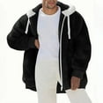 thumbnail image 2 of Casual Jacket for Men Hooded Black Fleece Jacket Lightweight Plain Zip Up Mens Winter Clothes, 2 of 6
