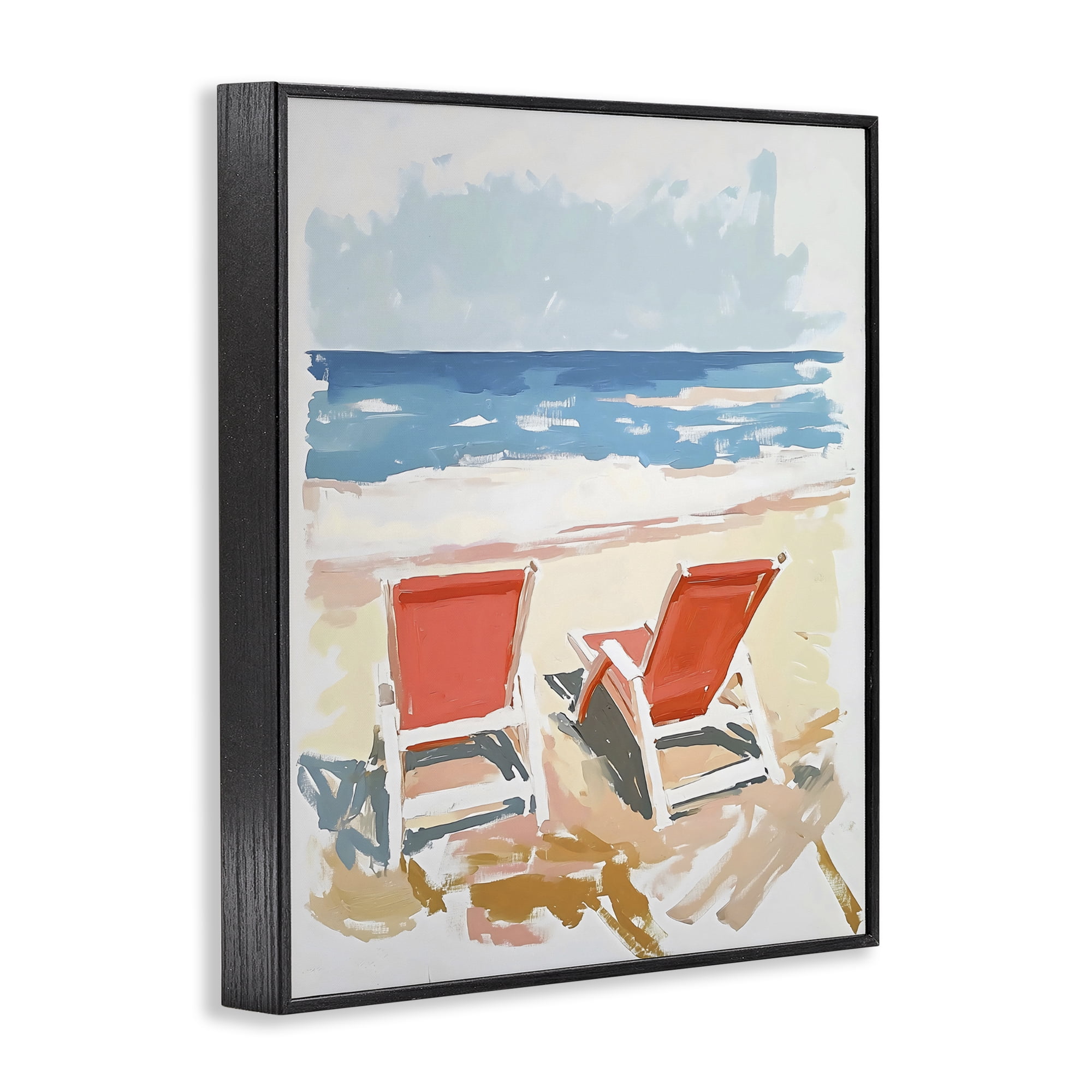 Stupell Industries Two Sunlit Beach Chairs Black Framed Giclee Art, design by The Prints Vibe