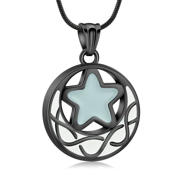 Circle Cremation Jewelry Moon & Star Urn Necklace for Ashes Women / Men / Loved One Memorial Human Ashes Pendant Keepsake Memorial Jewelry