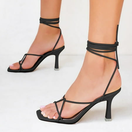 

Fashion Womens High Heels Breathable Lace Up Shoes Casual Sandals