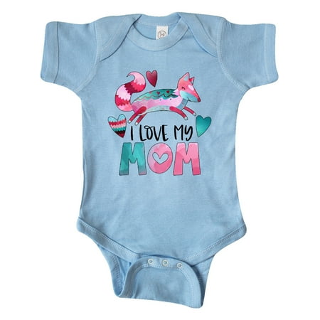 

Inktastic I Love My Mom Pink and Blue Fox with Hearts Gift Baby Boy or Baby Girl Bodysuit