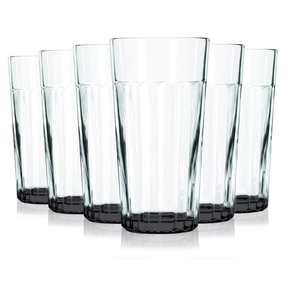 Black Bottom Accent Libbey 24 oz Jumbo Cooler Glasses Set of 6 by