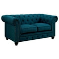 thumbnail image 4 of Miekor Furniture Contemporary Dark Teal Color 1pc Loveseat Button Tufted Couch Rolled Arms Nailhead Trim Leatherette 38507, 4 of 6