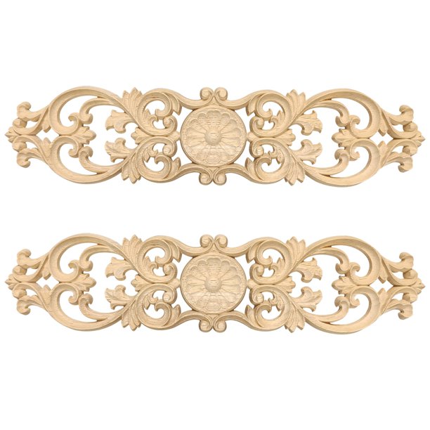 CalcomaníAs Talladas en Madera de 40Cm X 10Cm, Esquina Tallada, DecoracióN del Hogar, Armario, Puerta, Cama, , Aplique