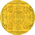 thumbnail image 1 of Ahgly Company Indoor Round Abstract Yellow Modern Area Rugs, 4' Round, 1 of 4