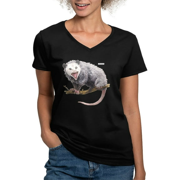 CafePress - Opossum Possum Animal Women's V Neck Dark T Shirt - Women's V-Neck Dark T-Shirt