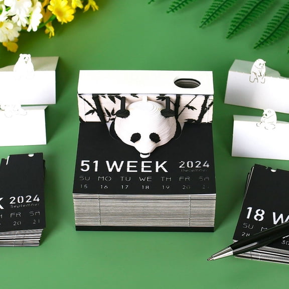 3D Paper Art Calendar 2024 Panda 3D Notepad Note Blocks 3D Memo Pad Kawaii Sticky Notes Christmas Birthday Gift