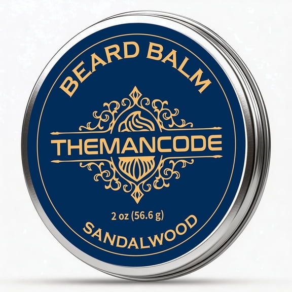 THEMANCODE Beard Balm for Men, Sandalwood Scent, Beard Care & Grooming Balm, Softens & Nourishes Beard, Father's Day Gift, 2 oz