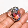 thumbnail image 2 of Orange and Pink Oyster Turquoise Stone 925 Sterling Silver Statement Ring Gift for Her, 2 of 5