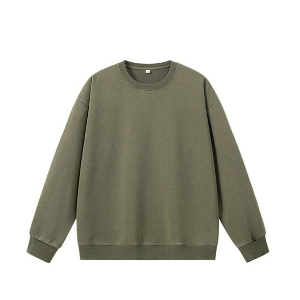 pstuiky camisas de manga larga para hombre, Sudadera de cuello redondo y manga larga desgastada de color liso para hombre camisetas de hombre xl