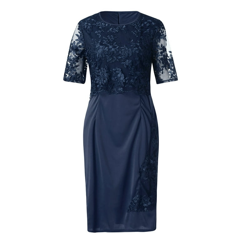 Zpanxa Dresses for Women Fashion Lace Elegant Mother of Bride Dress Knee Length Plus Size Dress Womens Dresses Navy Dress 4XL Zpanxa Dresses for Women Fashion Lace Elegant Mother of Bride Dress Knee Length Plus Size Dress Womens Dresses Navy Dress 4XL