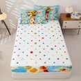 thumbnail image 4 of Castle Fairy Girls Paint Textured Giraffe Zipper Full Size Comforter Sets with Fitted Sheet and 2 Pillowcases,Daisy Floral Sky Zipper Bedding Set,Brown Yellow Blue,Reversible,4pcs, 4 of 6