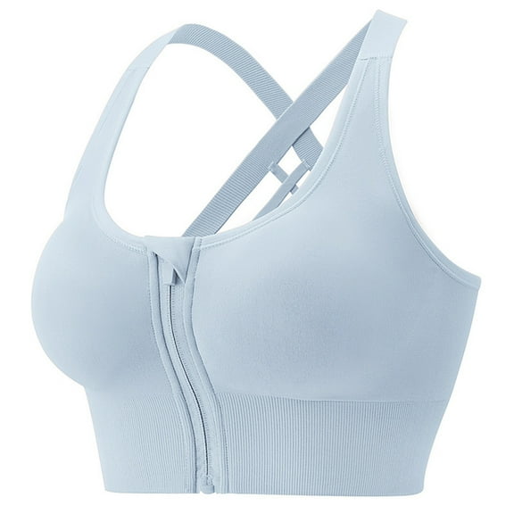 2024 New Zip Front Post-Surgery Bra Women's Wireless Sports Bras Strappy Medium Support Yoga Exercise Athletic Bra