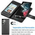 thumbnail image 3 of Galaxy S22 Ultra Case, for Samsung Galaxy S22 Ultra Wallet Case, [9 Card Slots] PU Leather ID Credit Holder Folio Flip [Detachable] Kickstand Phone Cover & Lanyard for Samsung S22 Ultra [Black], 3 of 6