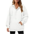 thumbnail image 2 of New Arrivals Womens Tops 2024 Dressy Blouses for Women Hooded Long Sleeve Zipper Solid Cardigan Blouse Hoodies Sweatshirt Tops With Pocket, 2 of 8
