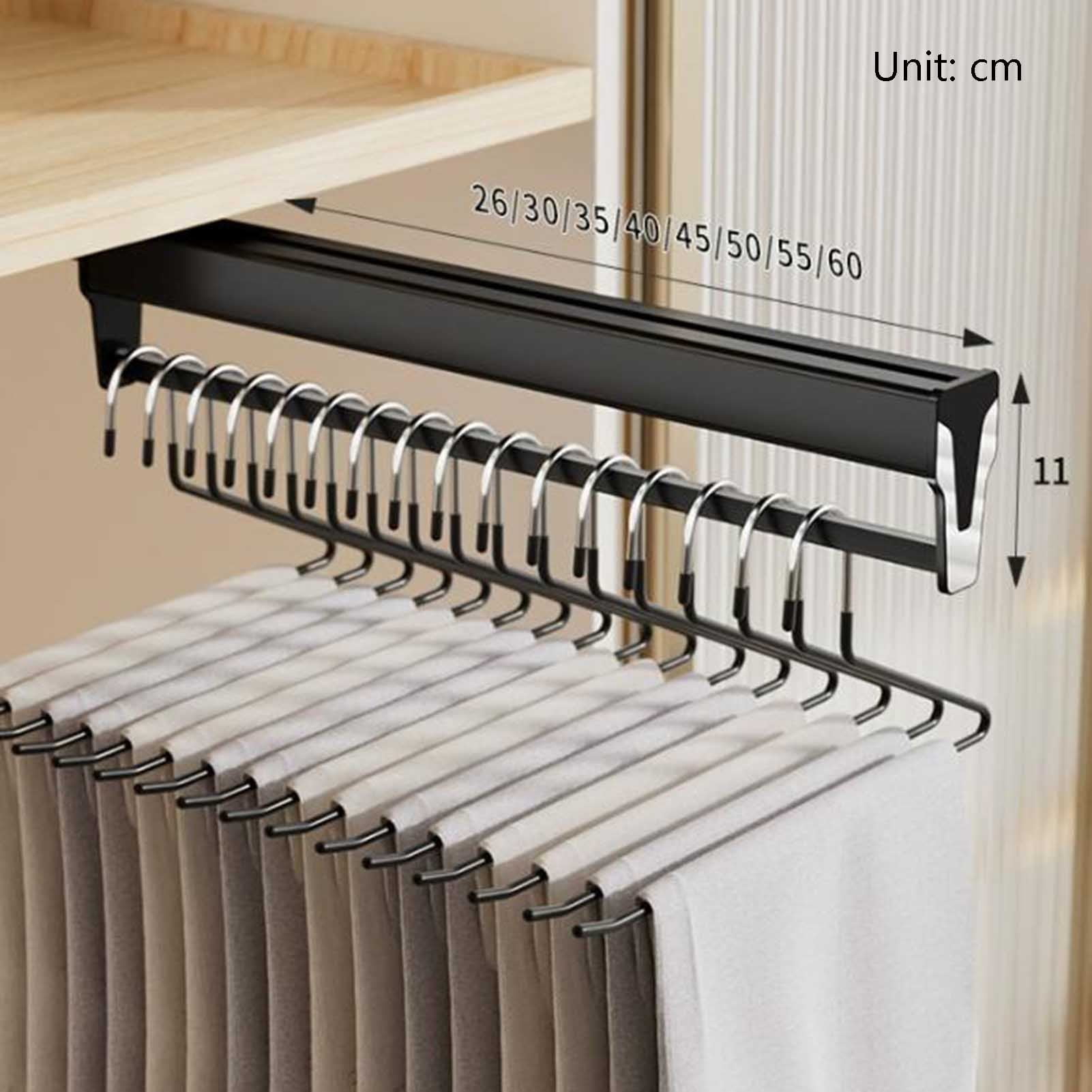 Closet Clothes Hanger Rail,Pull-out Trousers Rack,Extendable Trouser Rack,Closet Organizer Rack,Wardrobe Clothes Hanger Rail for Pants Clothing Storage
